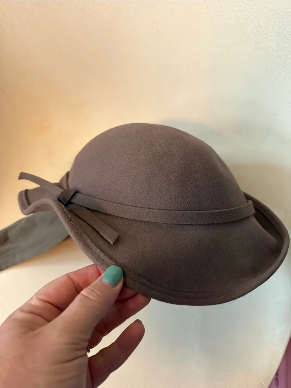 Vintage Michael Howard Chocolate Brown Felt Floppy wool Hat with Draped Scarf